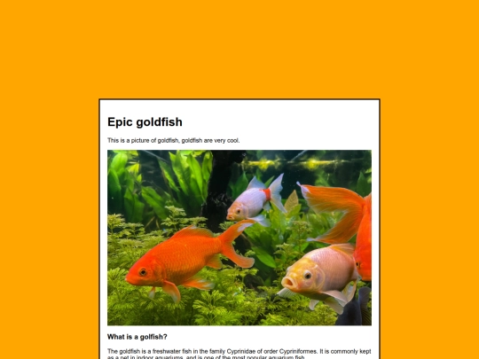 Species Directory/TestPages/Goldfish screenshot