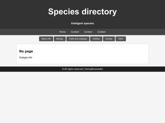 Species Directory/TestPages/MoreTabs screenshot