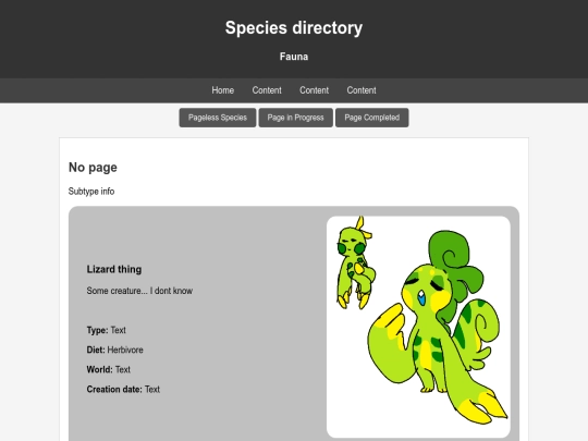 Species Directory/TestPages/NopagespeciesTabs screenshot