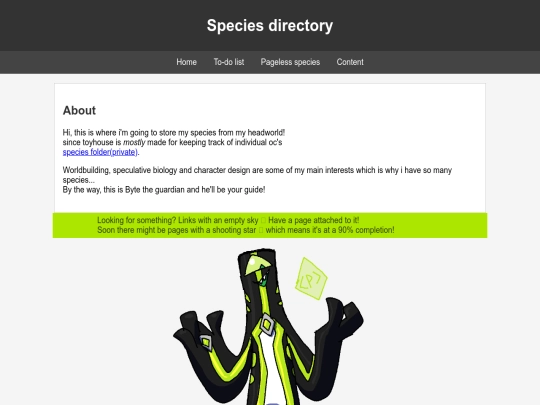 Species Directory/TestPages/OtherDyrectory screenshot