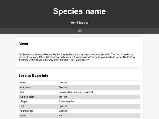 Species Directory/TestPages/Species_Template_Old screenshot