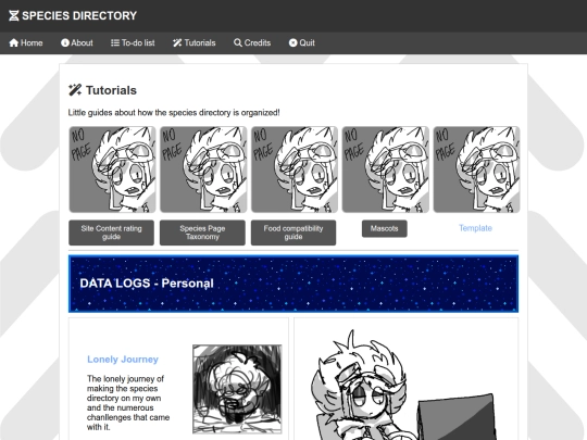 Species Directory/Tutorials screenshot