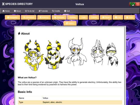 Species Directory/Voltux screenshot