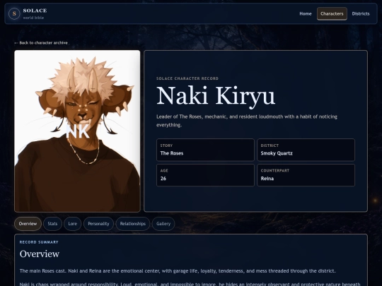 Solace multipage /profile screenshot