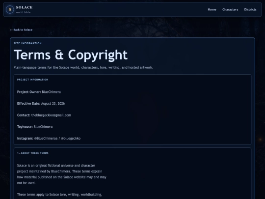 Solace multipage /terms screenshot