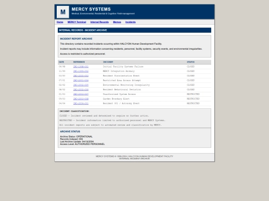 Internal/incidents screenshot
