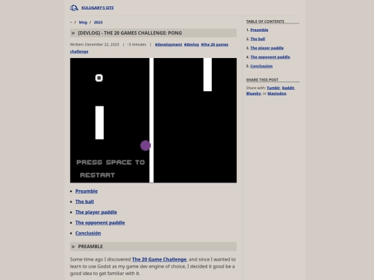 blog/devlog-pong screenshot