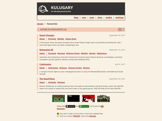 shows/status/favourites screenshot