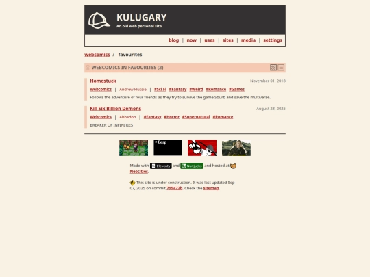 webcomics/status/favourites screenshot