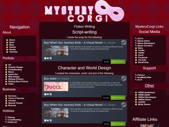 portfolio/fiction-writing screenshot