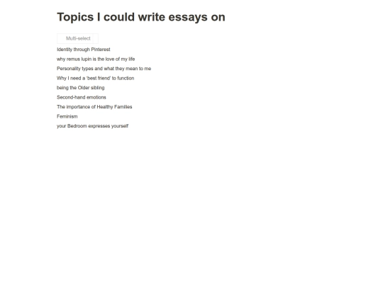 Topics I could write essays on 0f4602ca26594838b9025baa20a196ff screenshot