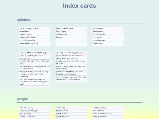 collections/index-cards screenshot