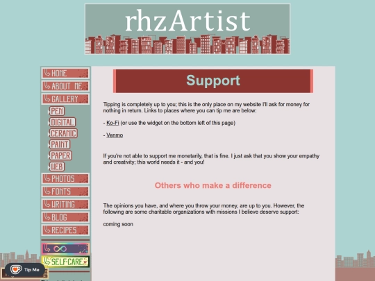 support screenshot