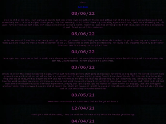 diary screenshot