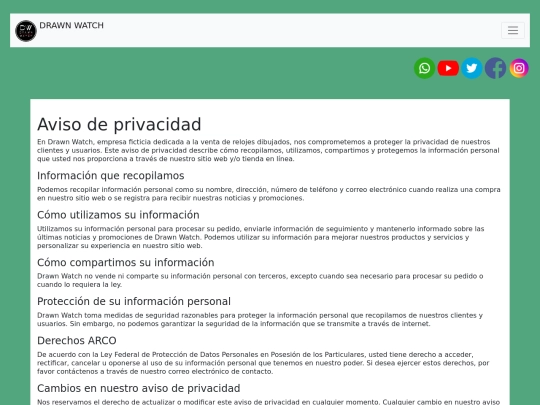 Aviso de privacidad screenshot