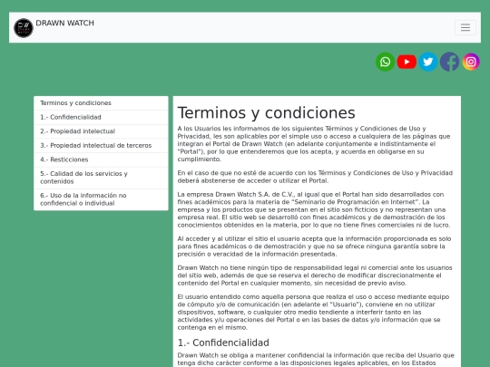 terminos y condiciones screenshot