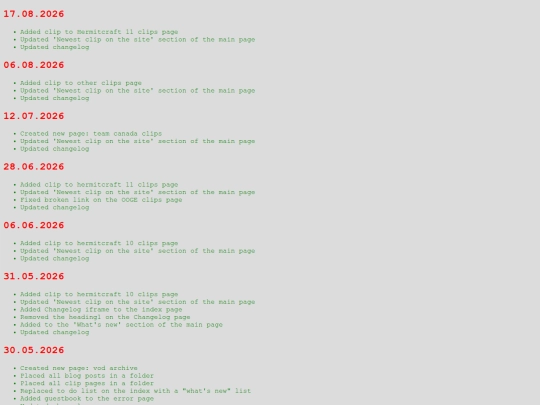 changelog screenshot