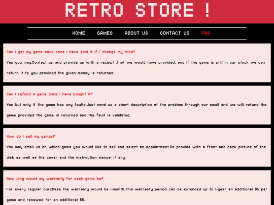 FAQ screenshot