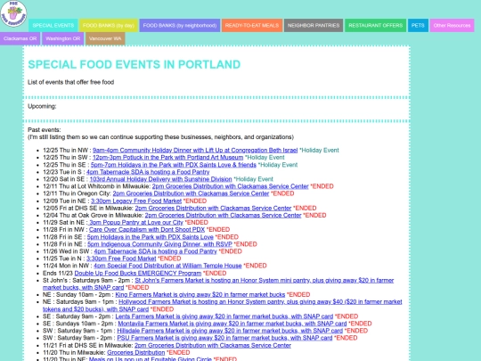 events screenshot