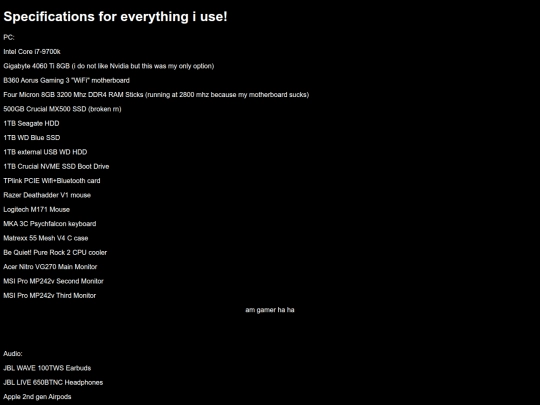 specifications screenshot