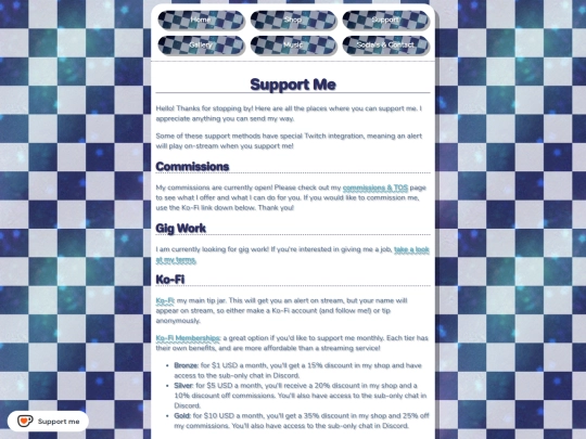 support screenshot