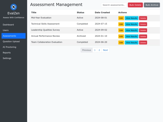 admin/assessment screenshot