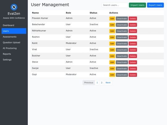 admin/usermanagement screenshot