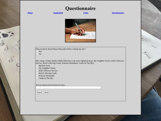 Questionnaire screenshot