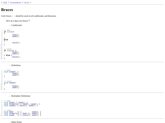 Programming/Style/braces screenshot