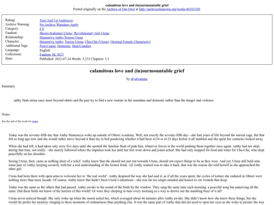 fics/calamitous love and screenshot