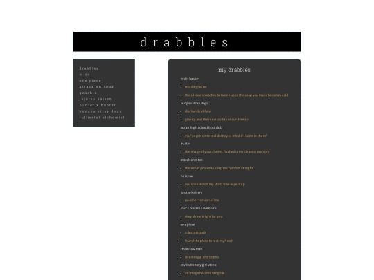 fics/drabbles screenshot