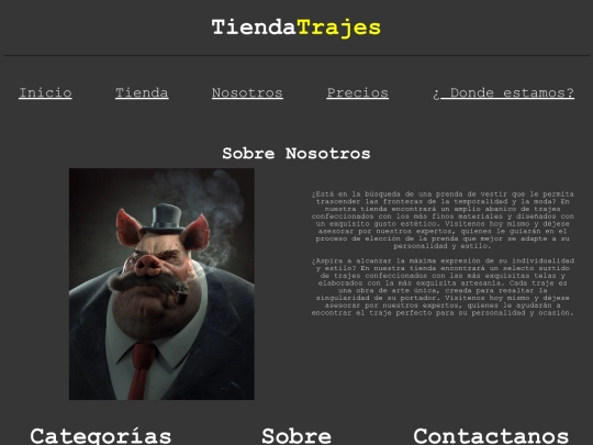 Tienda/Nosotros screenshot