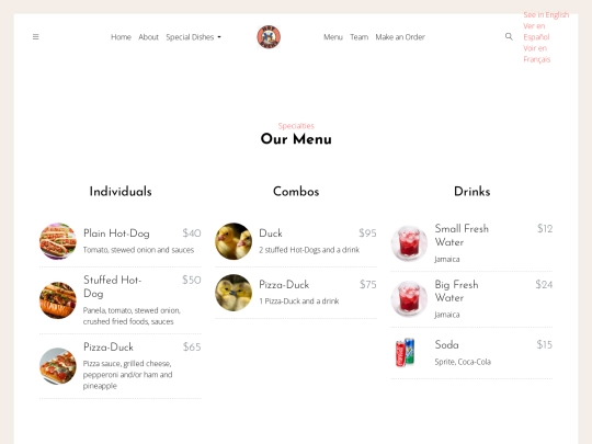 Sitio web empresarial/menuING screenshot