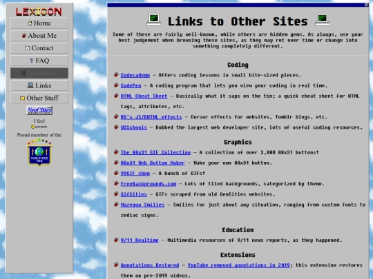 links screenshot