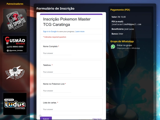 inscricoes screenshot