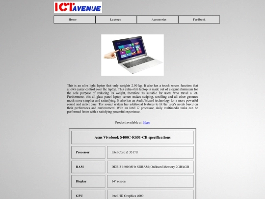 Asus-Vivobook-information-page screenshot
