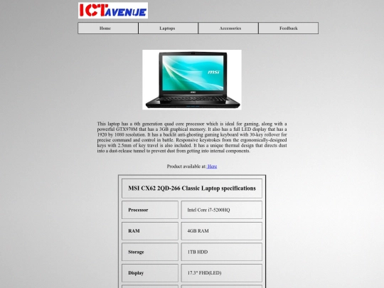 MSI-CX62-information-page screenshot