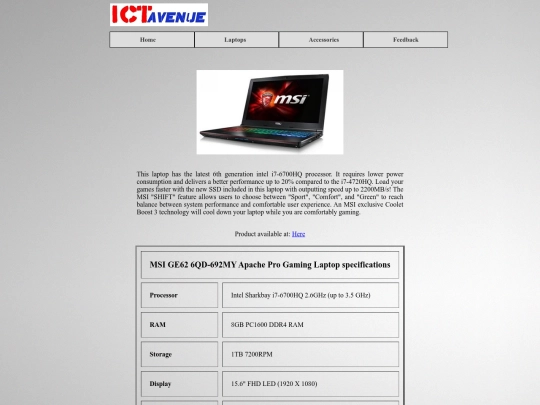 MSI-GE62-information-page screenshot