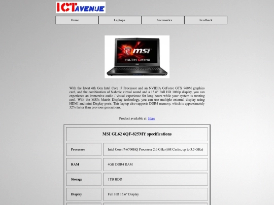 MSI-GL62-information-page screenshot