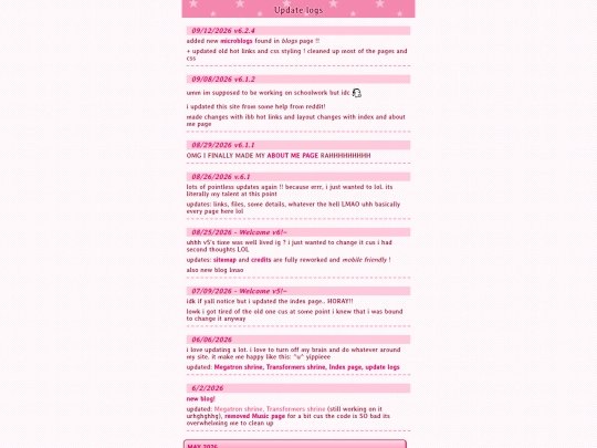 website/update-logs screenshot