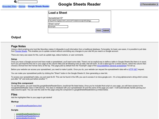 googleSheetsReaderDemo screenshot