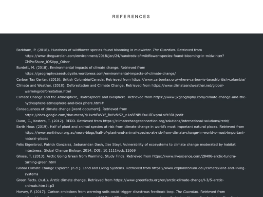 References screenshot
