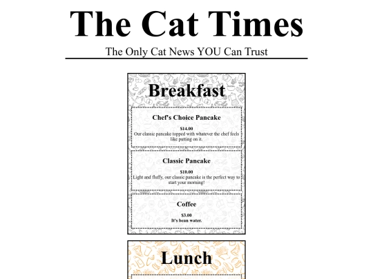 menu screenshot