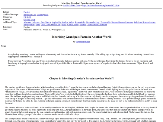 Fanfics/Inheriting_Grandpas_Farm screenshot