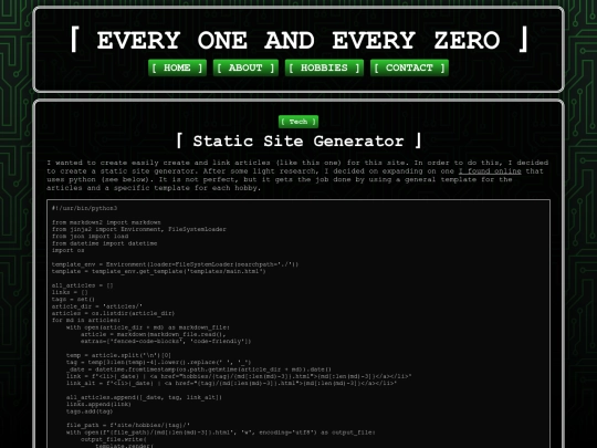 hobbies/tech/Static Site Generator screenshot