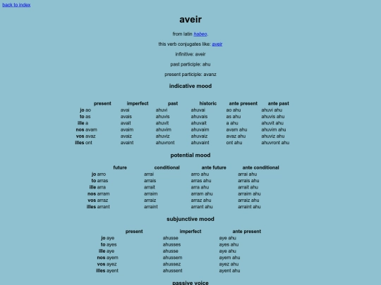 romant/conjugation/aveir screenshot