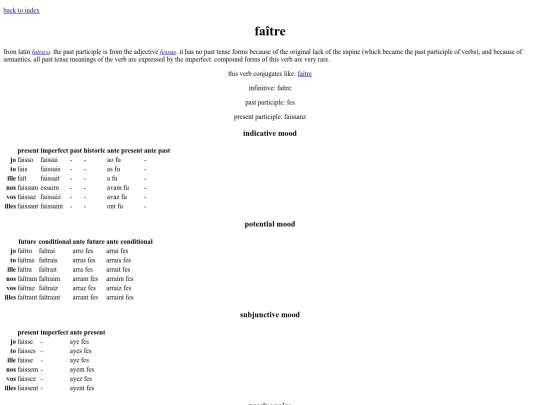 romant/conjugation/faitre screenshot
