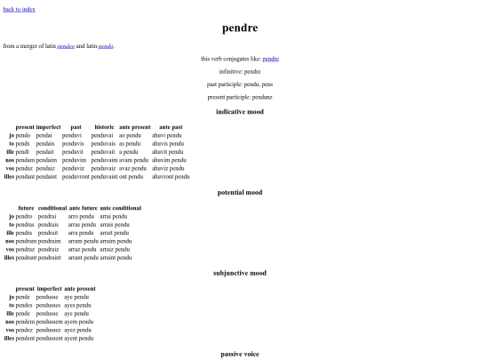 romant/conjugation/pendre screenshot