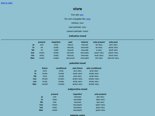 romant/conjugation/vivre screenshot