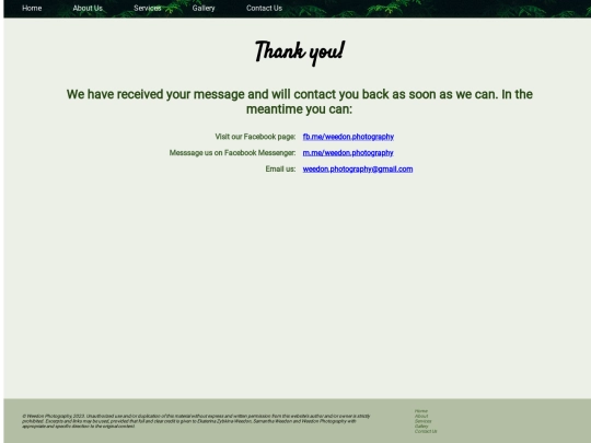 pages/thank-you screenshot